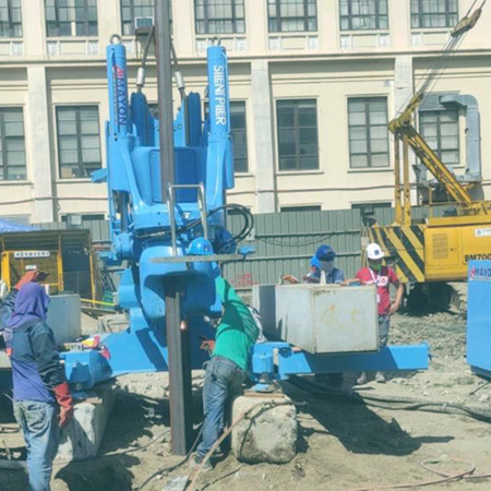 Piling works with Giken Silent Piler in the Philippines
